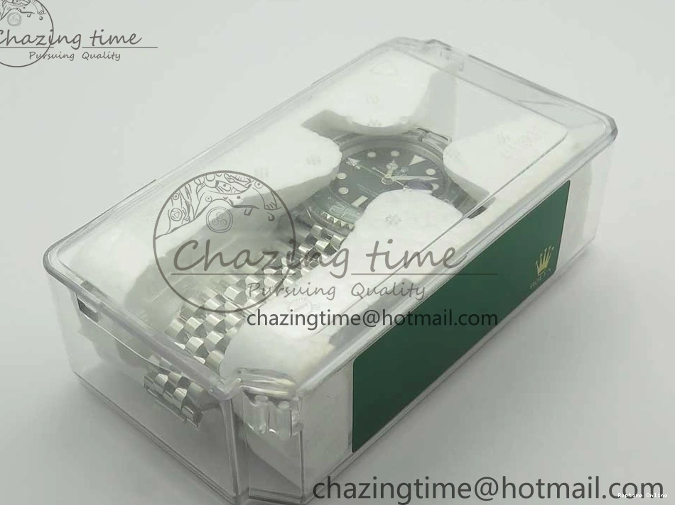 0201 UrbanChic GMT-Master II 126710 BLRO BPF Black Green Ceramic Bezel SS Black Dial on SS Jubilee Bracelet A 3347